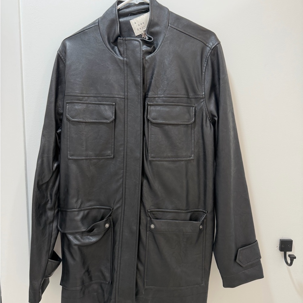 a new day Black Leather Jacket
